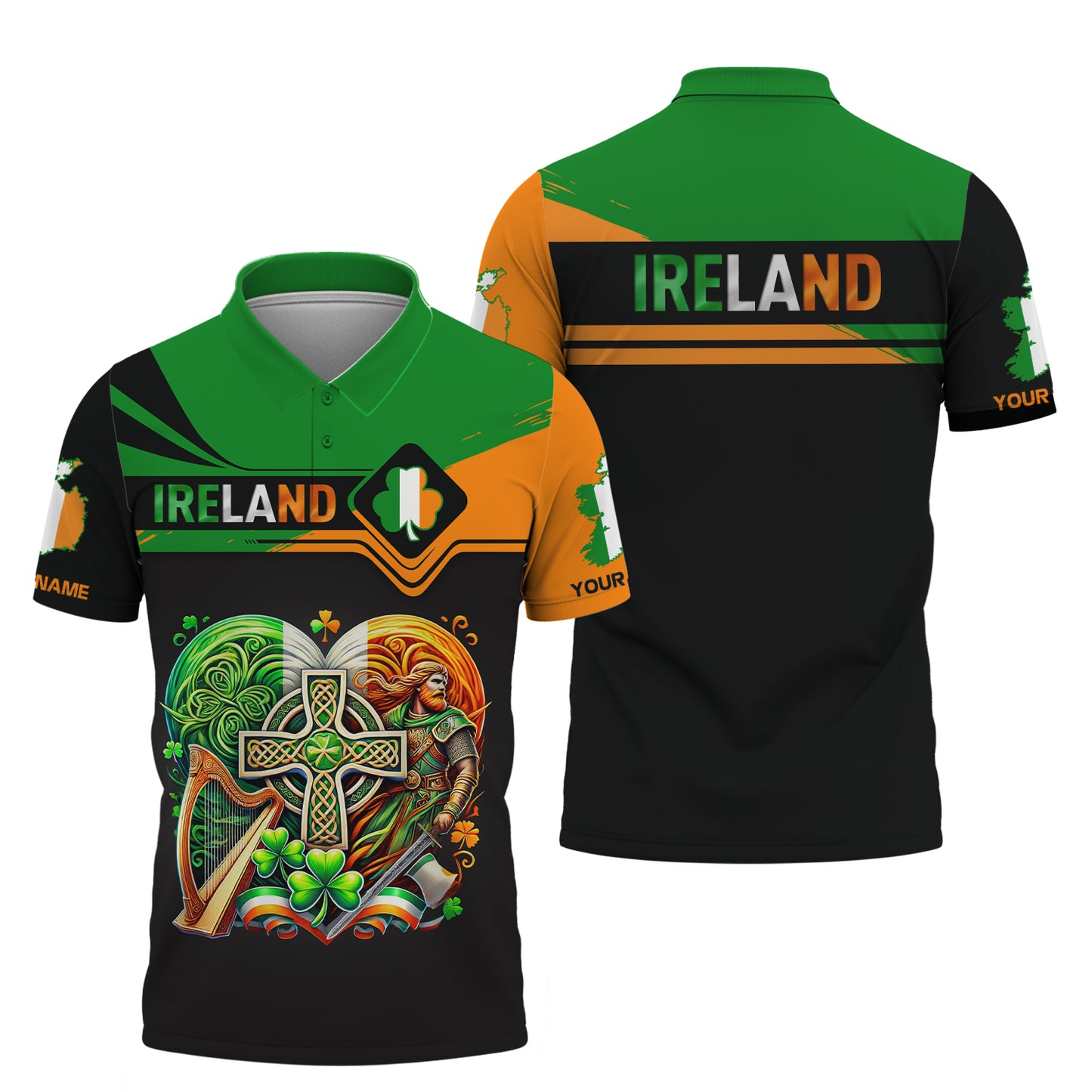 Camisetas con nombre personalizado y corazón de Irlanda con impresión 3D completa, regalo para amantes irlandeses