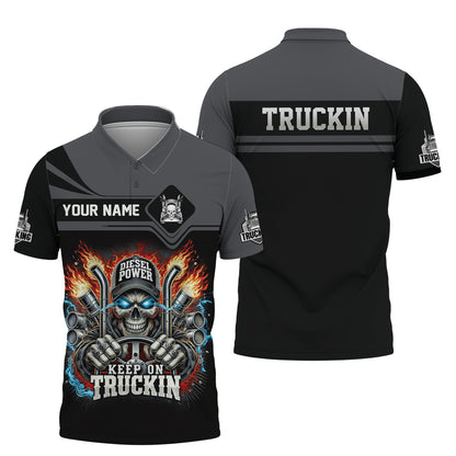 Camiseta personalizada con nombre en 3D Keep On Trucking, regalo personalizado para amantes de los camioneros