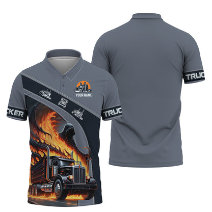 Camisa de Halloween con nombre personalizado para camionero, regalo de camión o golosina para amantes de Halloween, camisetas 3D