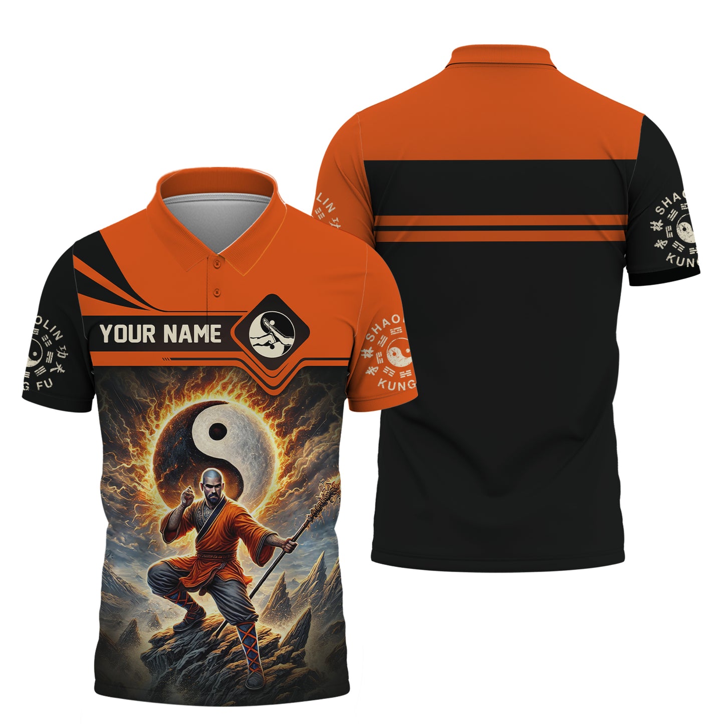 3D Full Print Shaolin Kung With Yin And Yang Symbol Shirt Personalized Name Gift For Shaolin Kungfu Lovers