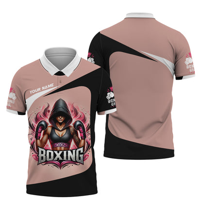 Camiseta personalizada con nombre en 3D para mujer boxeadora, regalo personalizado para amantes del boxeador