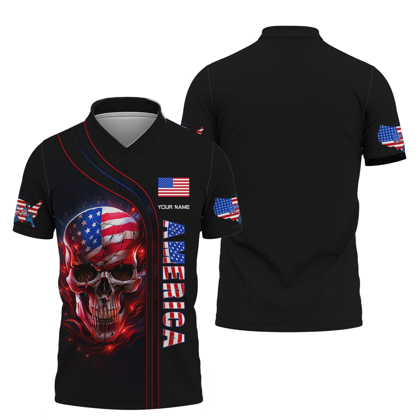 Camisetas personalizadas con calaveras americanas Camiseta 3D con calaveras americanas Regalo para amantes de Estados Unidos