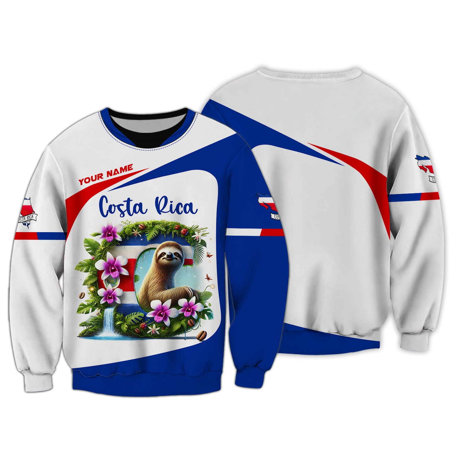 Costa Rica Custom 3D Shirt With Sloth Personalized Name Gift For Costa Rica Lovers