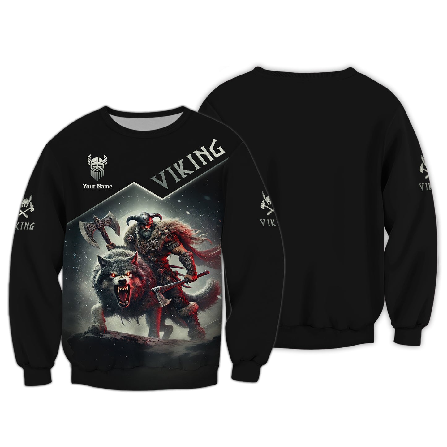 Custom Name 3D T-Shirt Viking Warrior With Wolf Gift For Viking Lovers