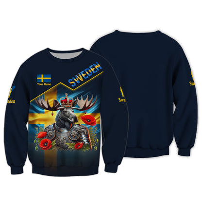 Camiseta personalizada del caballero león vikingo de Suecia, regalo para los amantes suecos