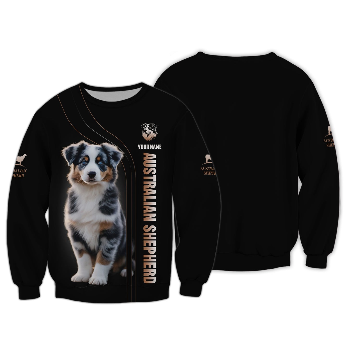 T-shirt personnalisé avec nom de chiot berger australien en 3D, cadeau pour les amoureux des chiens