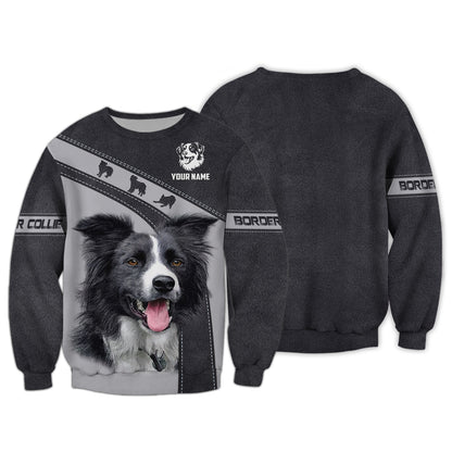 Camisetas de Border Collie con impresión 3D completa, regalo con nombre personalizado para amantes de los perros