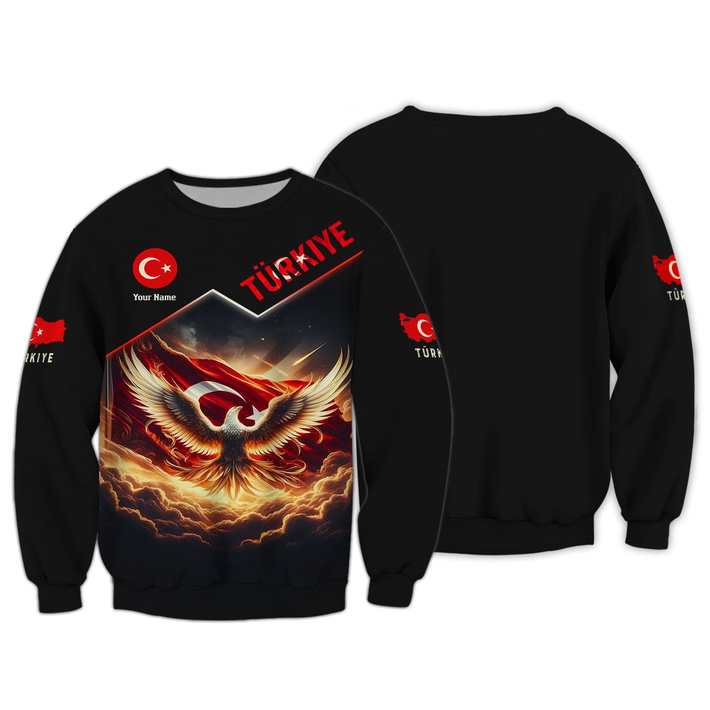 T-shirt unisexe Türkiye Turquie Sweat à capuche zippé T-shirt avec nom personnalisé pour les amoureux de la Turquie