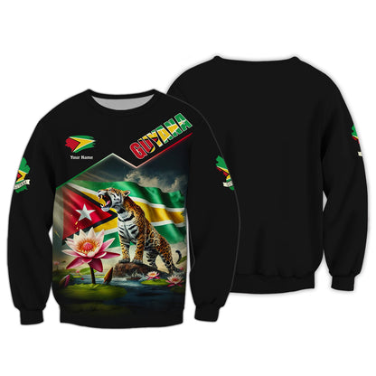 Sudadera con capucha y cremallera de Guyana con estampado completo en 3D, regalo personalizado con nombre para amantes de Guyana