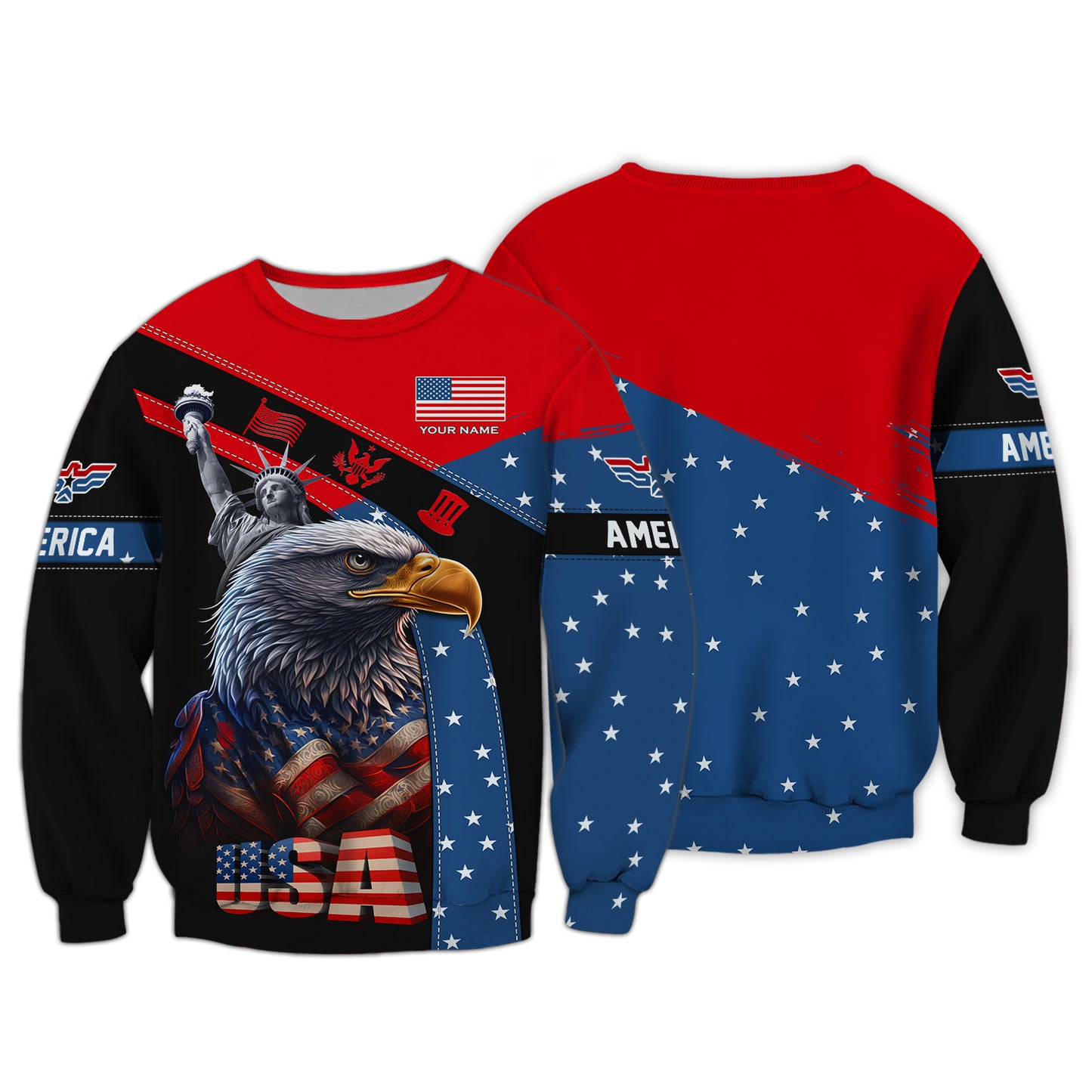 T-shirts personnalisés américains American Eagle 3D Shirts Cadeau pour les amoureux américains