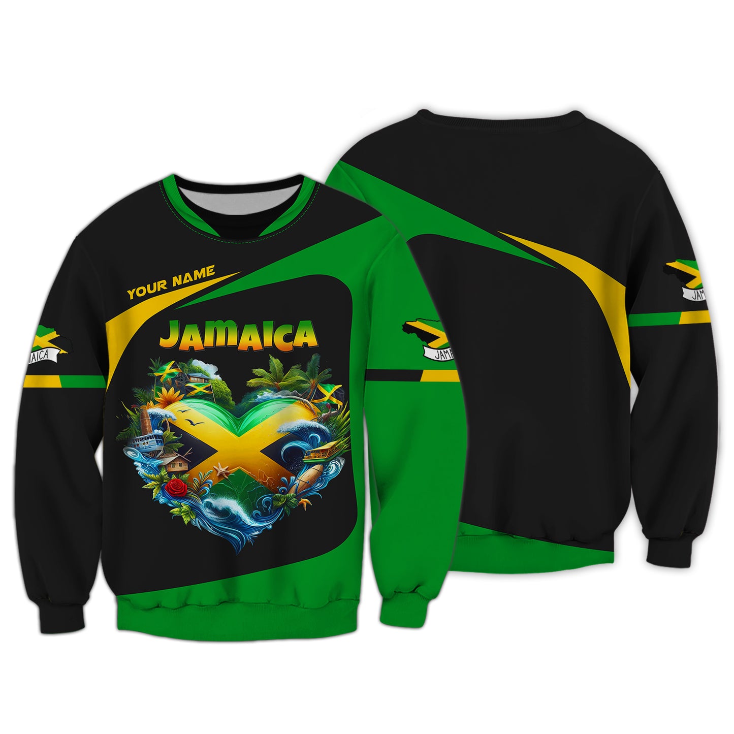 Jamaica Heart Culture Custom Name 3D Shirt Personalized Gift For Jamaican Lovers