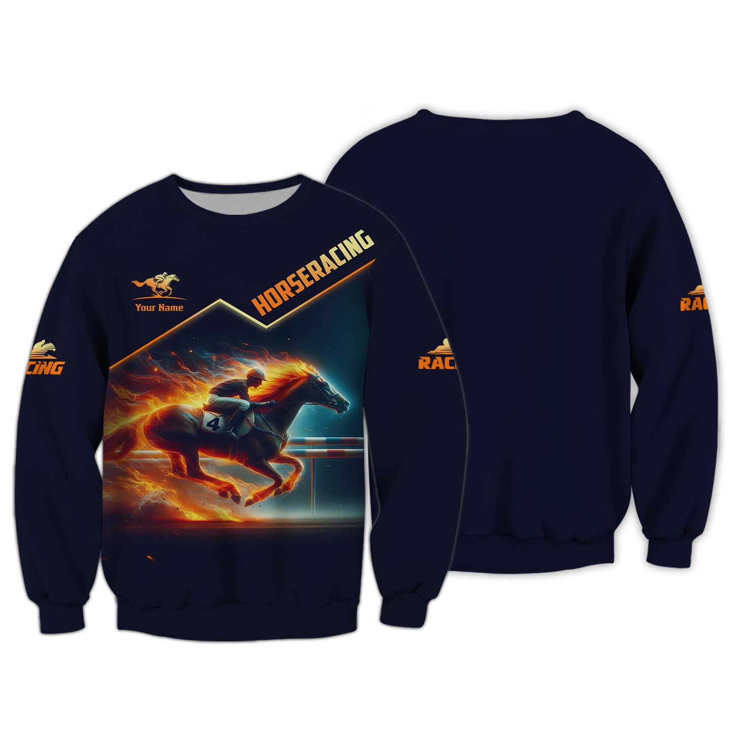 T-shirt de course de chevaux flamboyant imprimé en 3D, cadeau personnalisé avec nom pour les amateurs de courses de chevaux