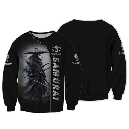 3D Full Print Dark Warrior Samurai T-Shirt Personalized Name Gift For Samurai Lovers