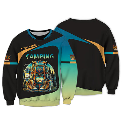 Sudadera con capucha y cremallera 3D con nombre personalizado para acampar, equipo de acampada, regalo personalizado para amantes de las autocaravanas