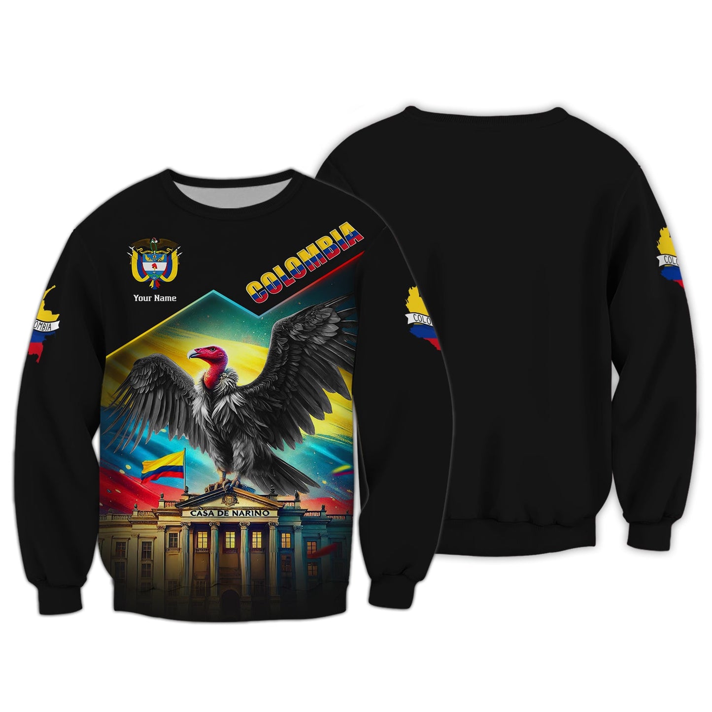 T-shirts personnalisés Condor des Andes de Colombie Gif pour les amoureux de la Colombie Sweat à capuche zippé