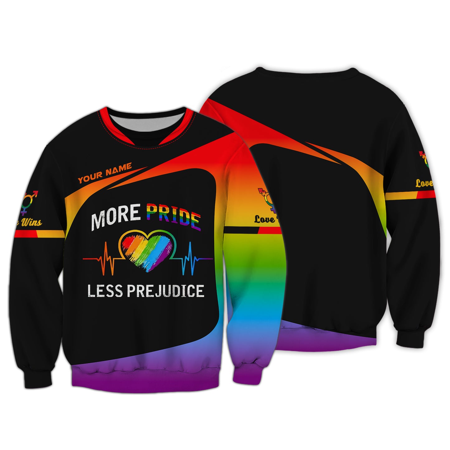 LGBT Custom Name Zipper Hoodie More Pride Less Prejudice 3D Shirts Gift For LGBT Lovers