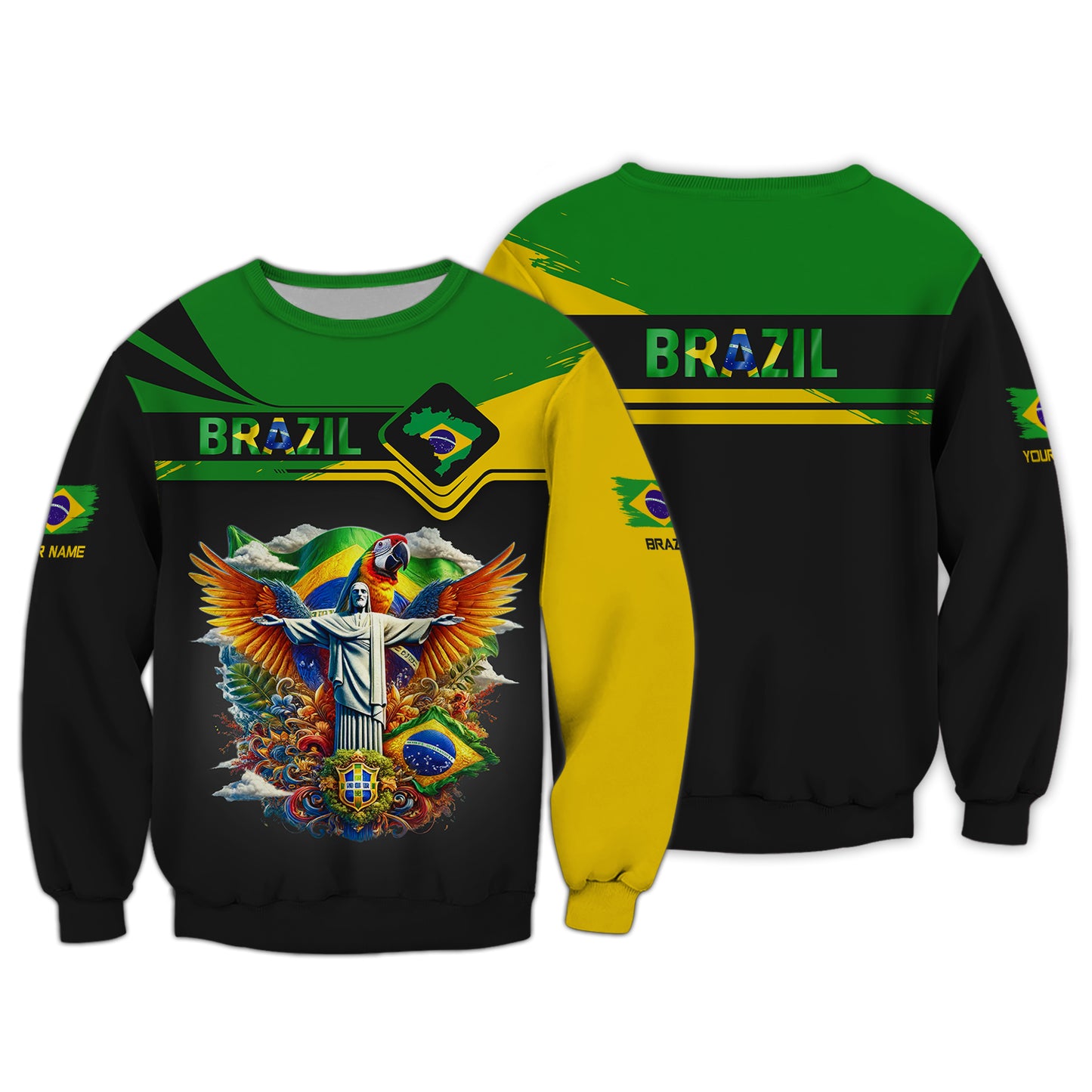 Camisetas 3D con nombre personalizado Camiseta personalizada de Brasil Regalo para amantes de Brasil