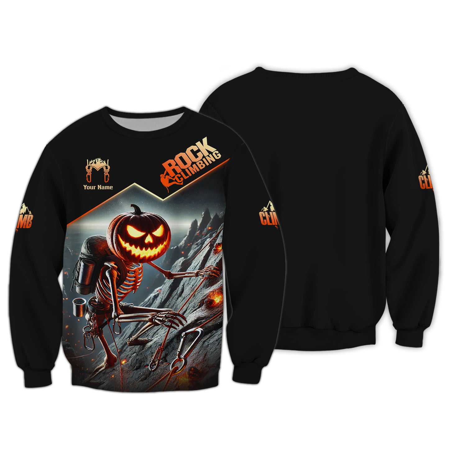 3D Full Print Pumpkin Climbing T-Shirts Personalized Name Gift For Halloween Day