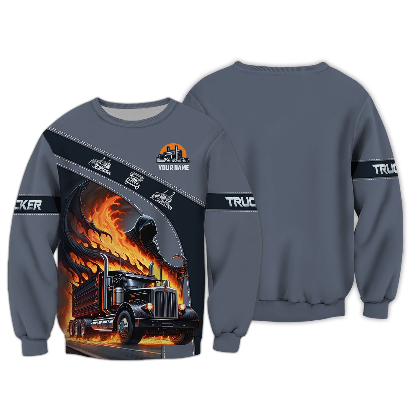 Fire Black Truck Custom Name Shirt Truck Or Treat Gift For Trucker Lover 3D Shirts