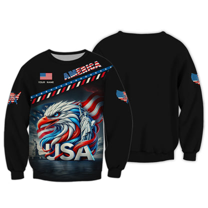 T-shirt unisexe américain avec nom personnalisé American Eagle Shirts T-shirt America Lover