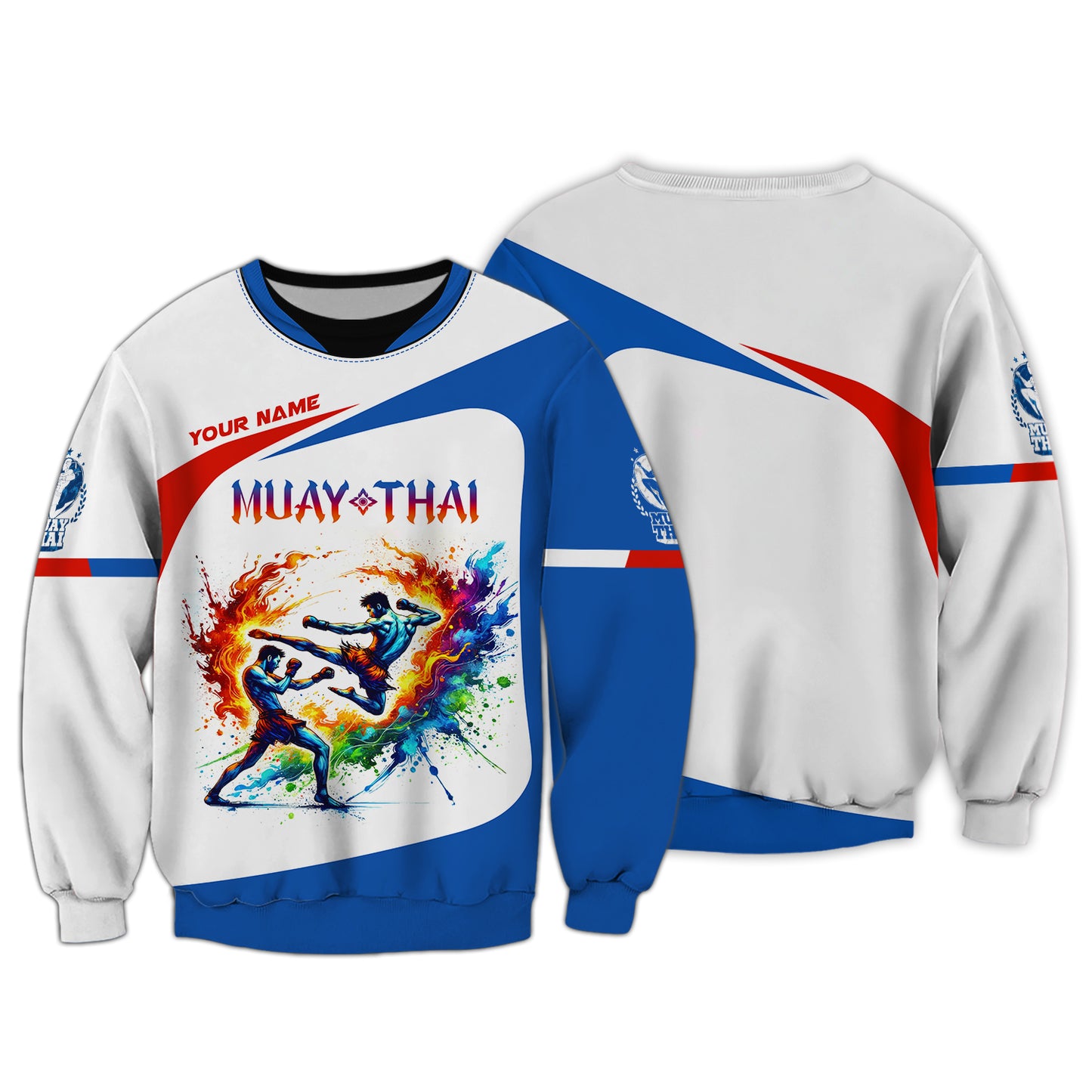 Sudadera con capucha y cremallera con nombre personalizado The Explosion Of Muay Thai Power. Regalo con nombre personalizado para amantes del muay thai.