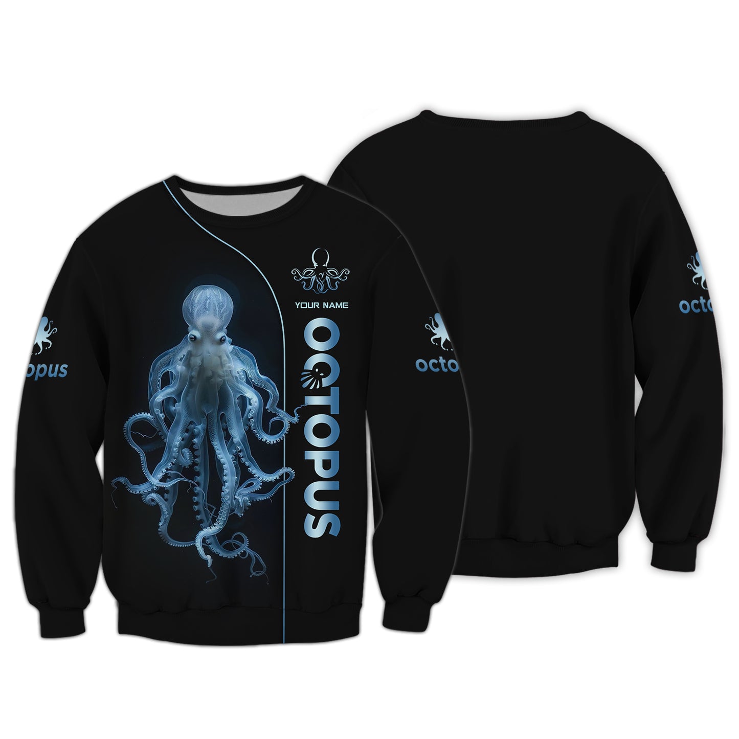 3D Full Print Octopus Zipper Hoodie Stunning Deep Sea Creature Personalized Name Gift For Octopus Lovers