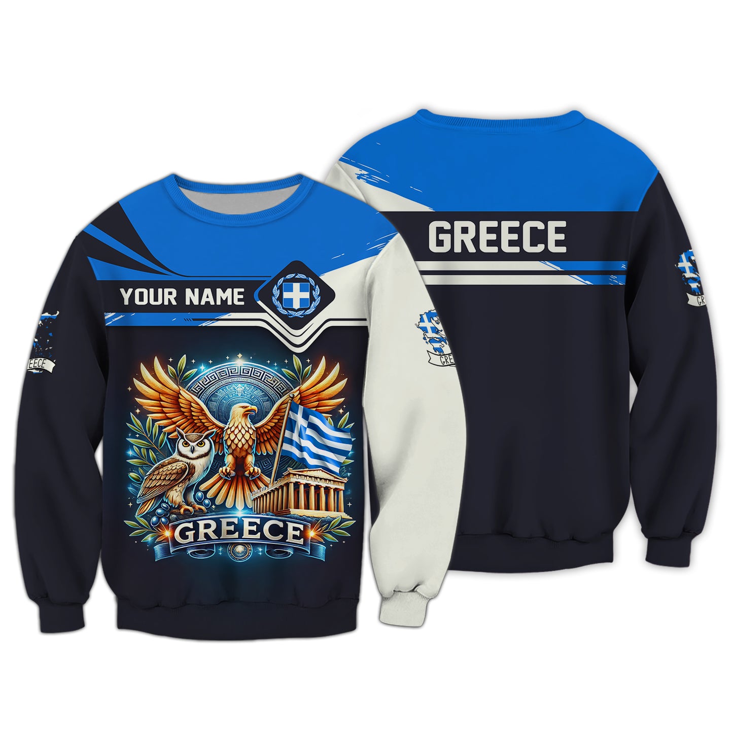 Camiseta personalizada con el nombre de Heracles y la bandera de Grecia con impresión 3D completa para amantes de Grecia