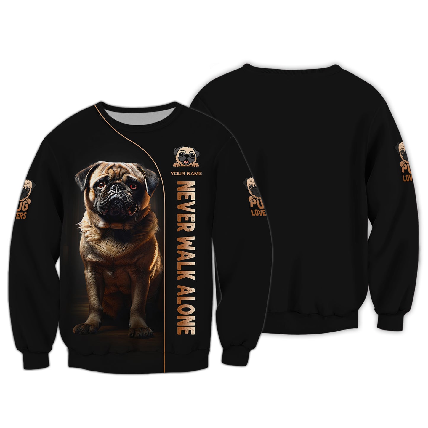 Pug Dog Custom Name Shirt Never Walk Alone Gift For Dog Lover 3D Shirts