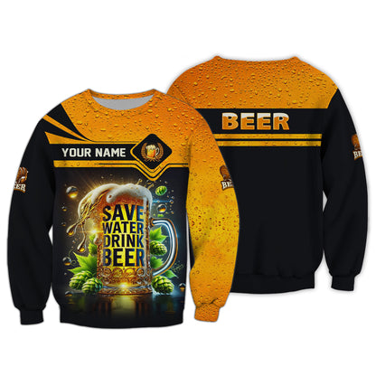 T-shirt personnalisé avec nom de tasse de bière, cadeau personnalisé pour les amateurs de bière