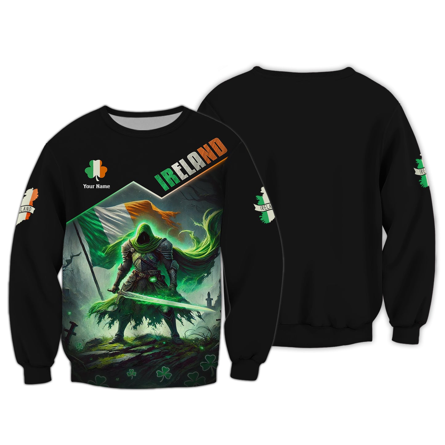 Camisetas de guerrero irlandés con impresión 3D completa, regalo con nombre personalizado para amantes de Irlanda