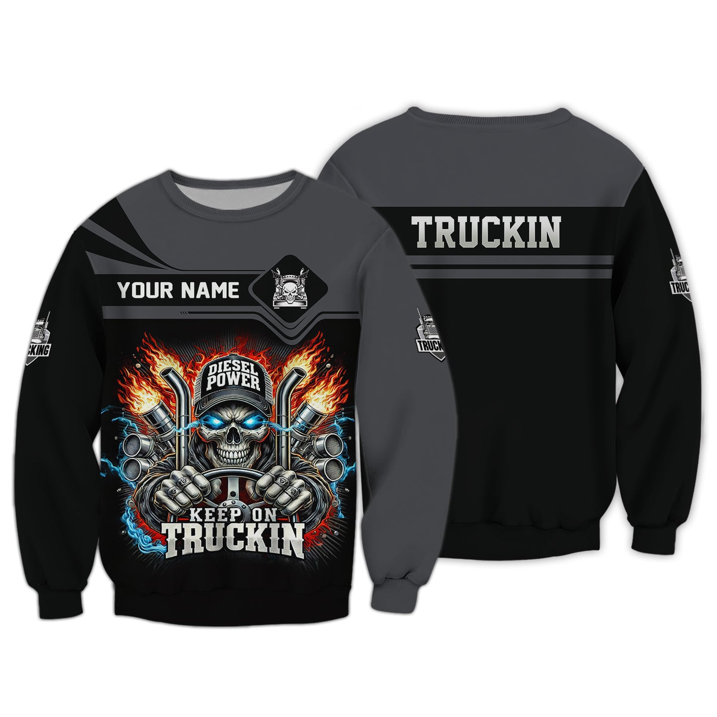 Camiseta personalizada con nombre en 3D Keep On Trucking, regalo personalizado para amantes de los camioneros