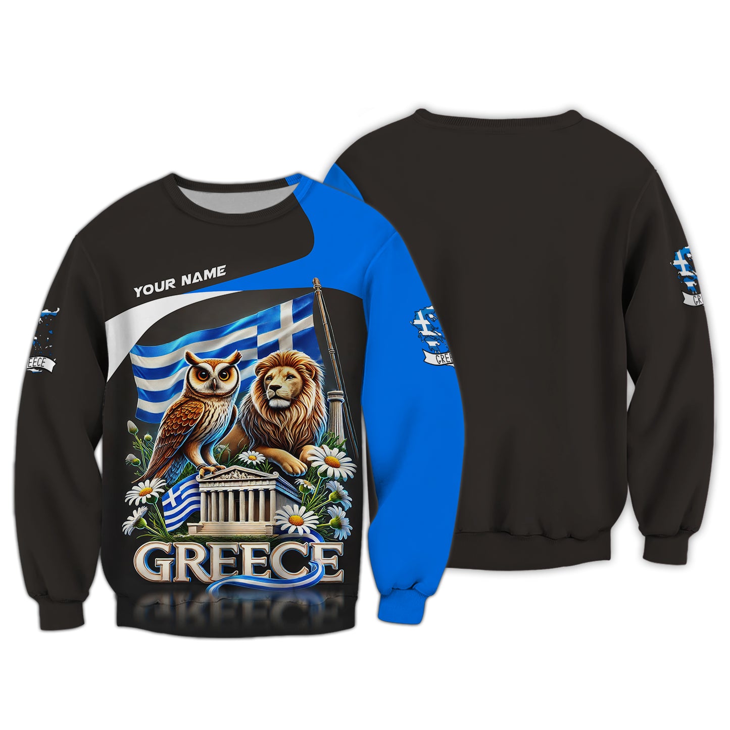 Personalized Lion With Owl Of Greece Shirt - Celebrate Greek Heritage