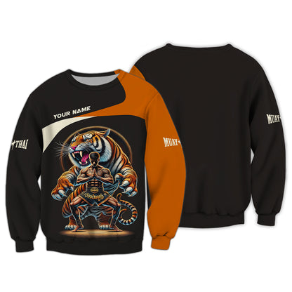 Sudadera con capucha y cremallera con estampado 3D de Tiger Muay Thai, regalo personalizado para amantes del muay thai