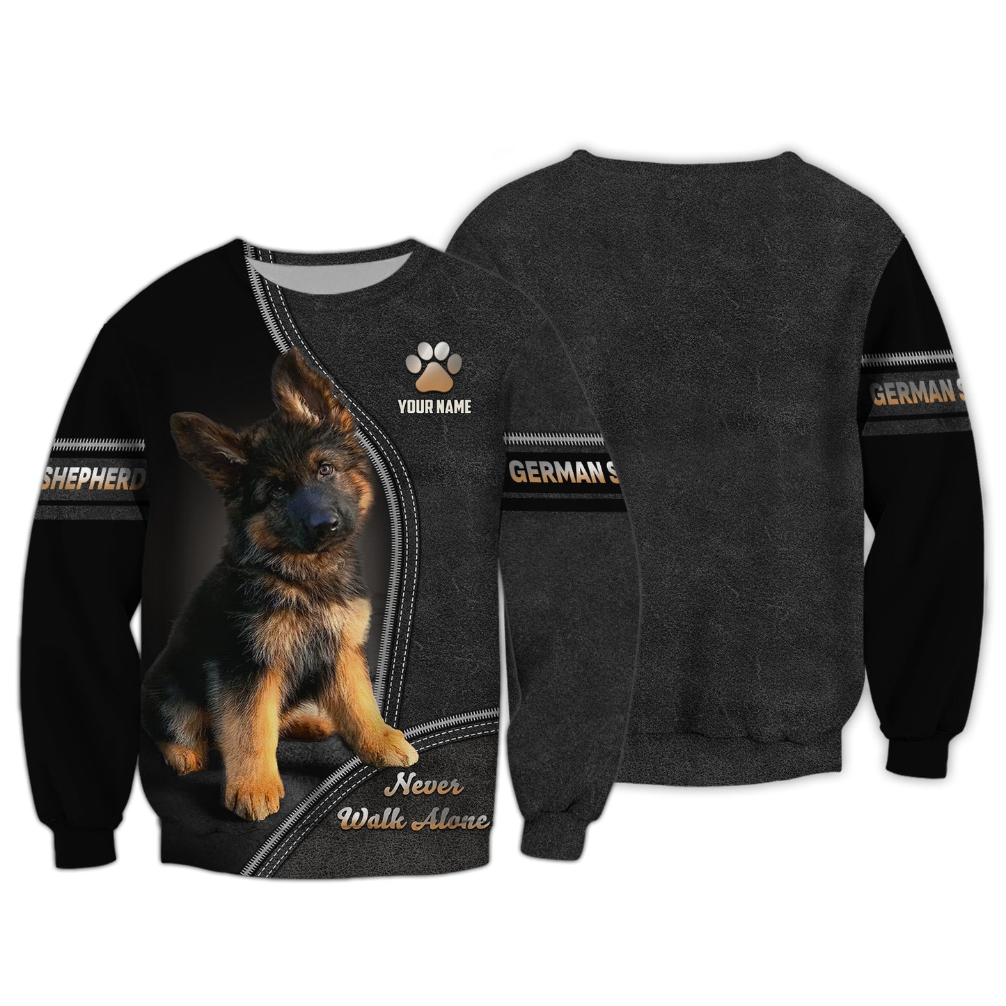 T-shirt personnalisé avec nom de berger allemand, cadeau pour les amoureux des chiens, ne marchez jamais seul, chemises 3D