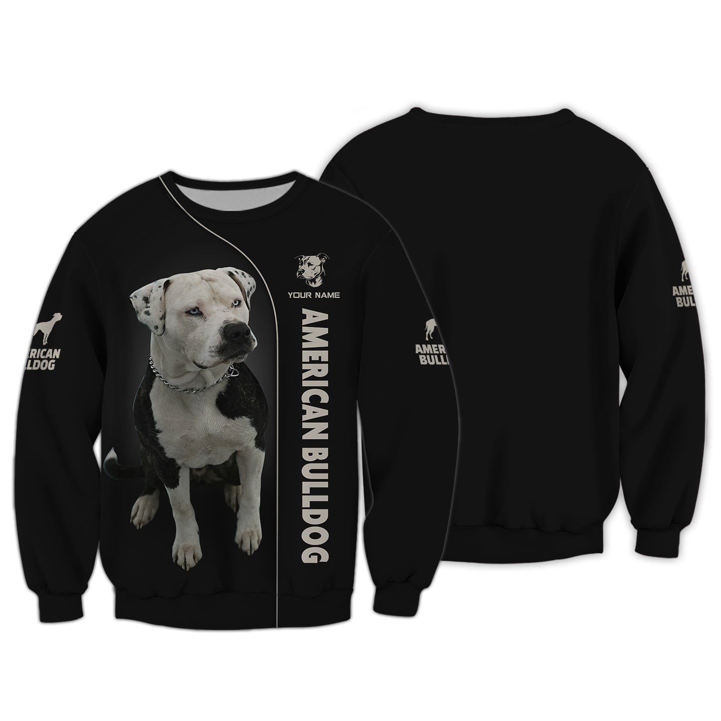 T-shirts bouledogue américain à impression complète en 3D, cadeau personnalisé avec nom pour les amoureux des chiens