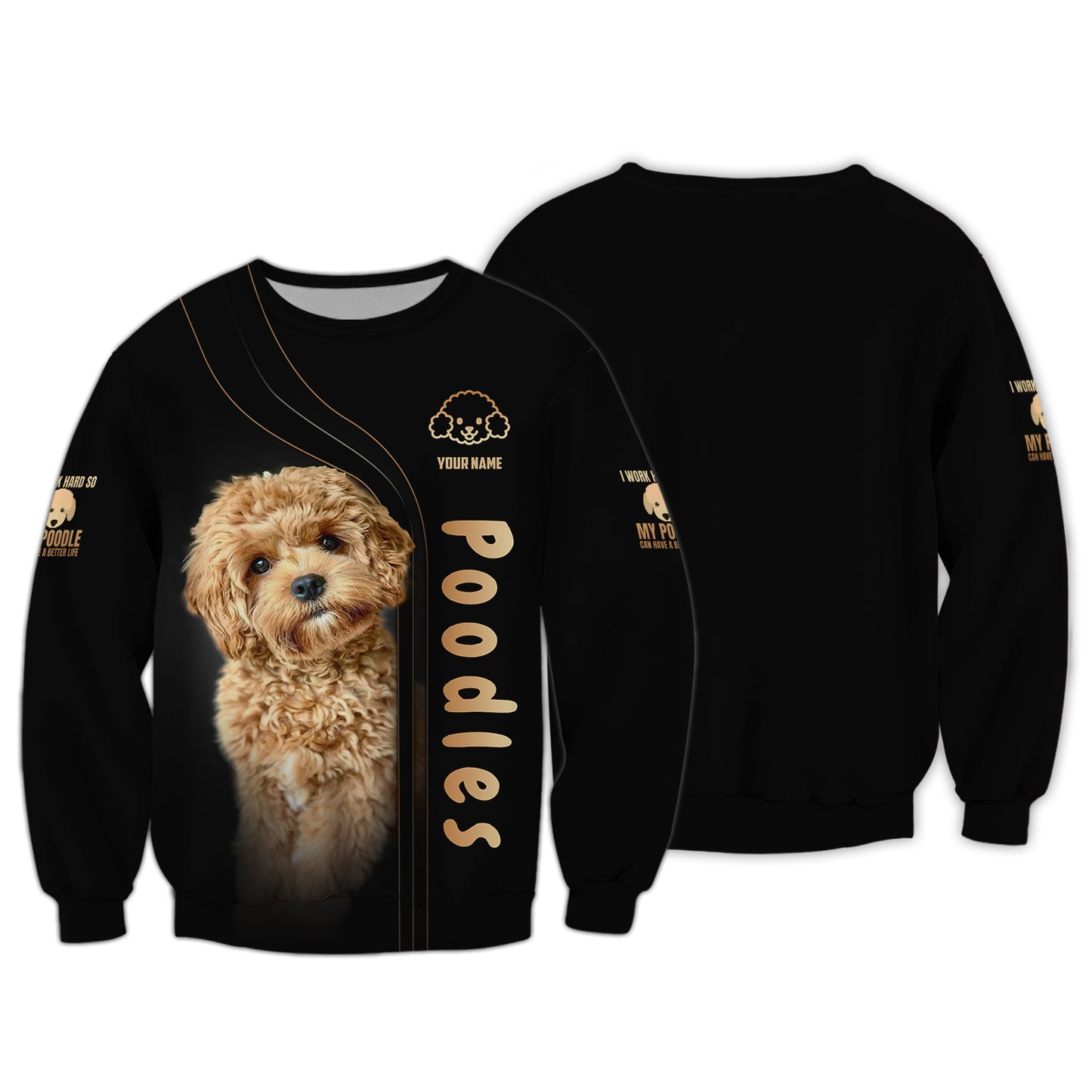 Camisetas con estampado 3D completo de lindos caniches bebés, regalo con nombre personalizado para amantes de los perros