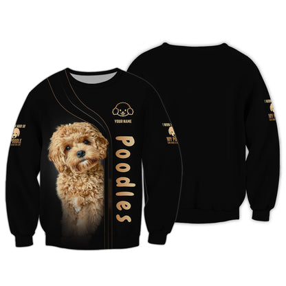 Sudadera con capucha y cremallera con estampado 3D completo de lindo caniche bebé, regalo con nombre personalizado para amantes de los perros