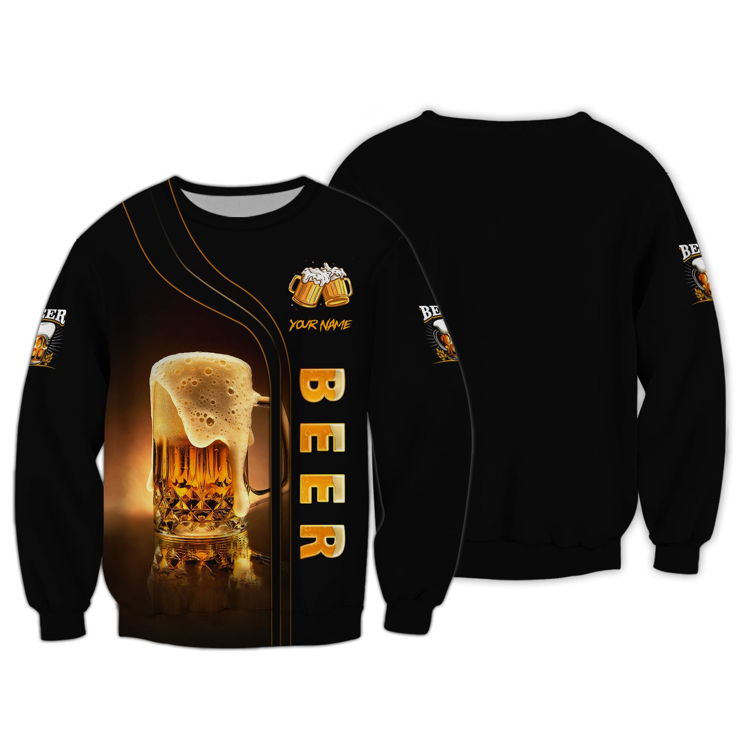 Camiseta personalizada con nombre en 3D "Love Beer", regalo personalizado para amantes de la cerveza