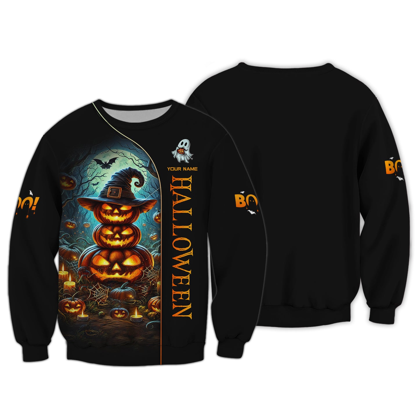 Sudadera con capucha y cremallera personalizada de Feliz Halloween, camiseta 3D de calabaza de Halloween, regalo para amantes de Halloween