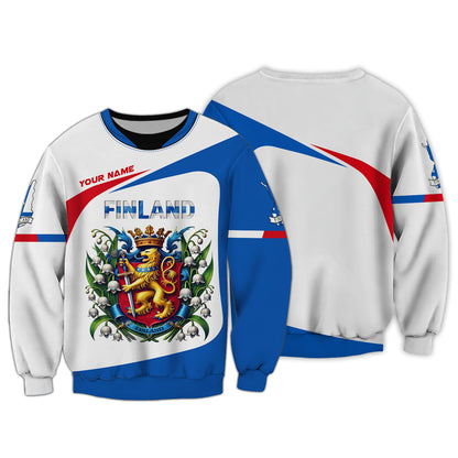 Coat Of Arms Finland Custom T- Shirts Gift For Finnish Lover 3D Shirt