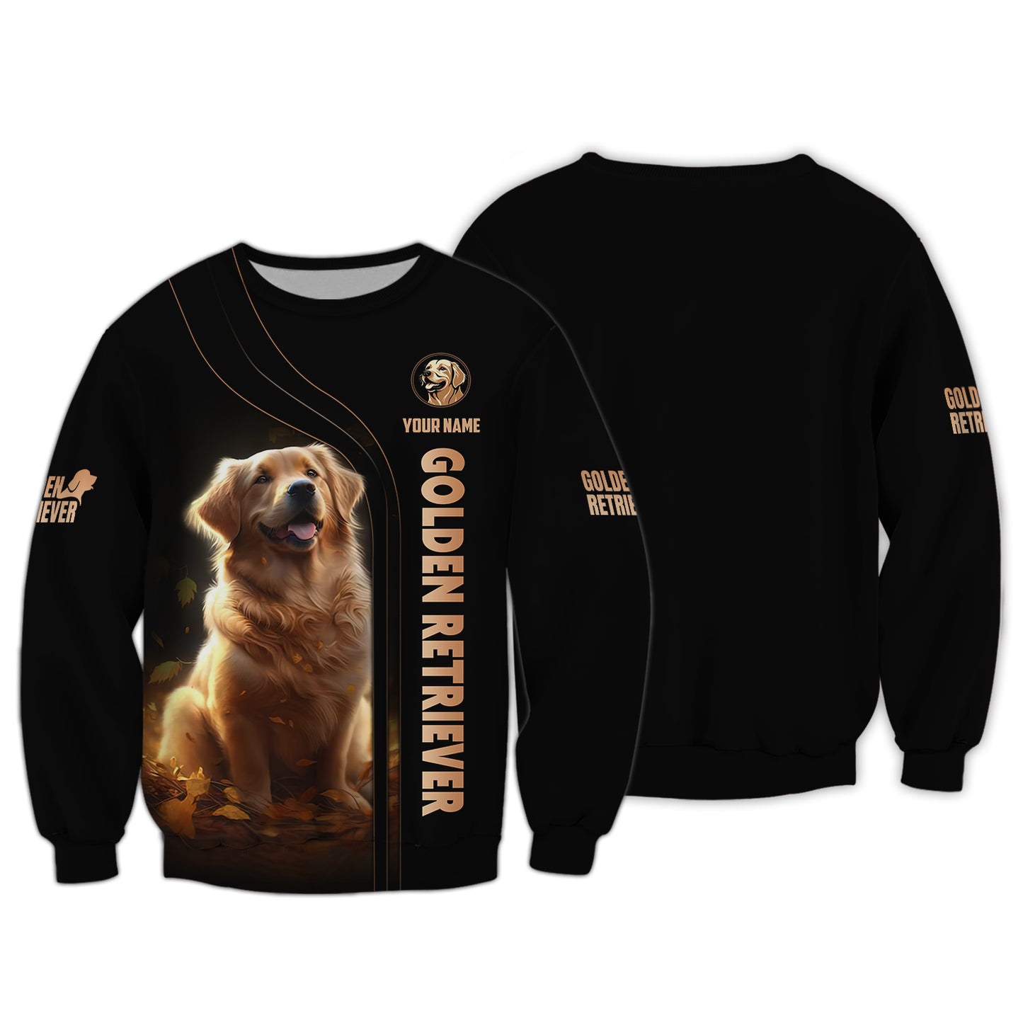 3D Full Print Golden Retriever T-Shirts Personalized Name Gift For Dog Lovers