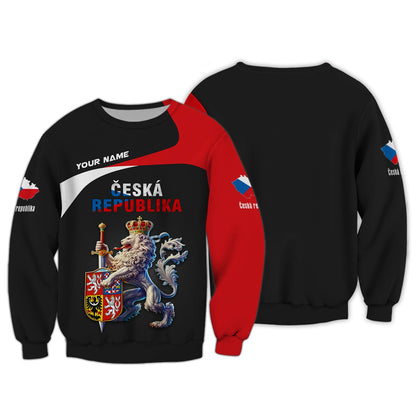 Sudadera con capucha y cremallera 3D con nombre personalizado de Ceska Republika, regalo personalizado para los amantes de la República Checa