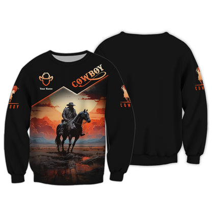 Sweat à capuche zippé 3D avec nom personnalisé pour cowboy, cadeau personnalisé pour cowboy