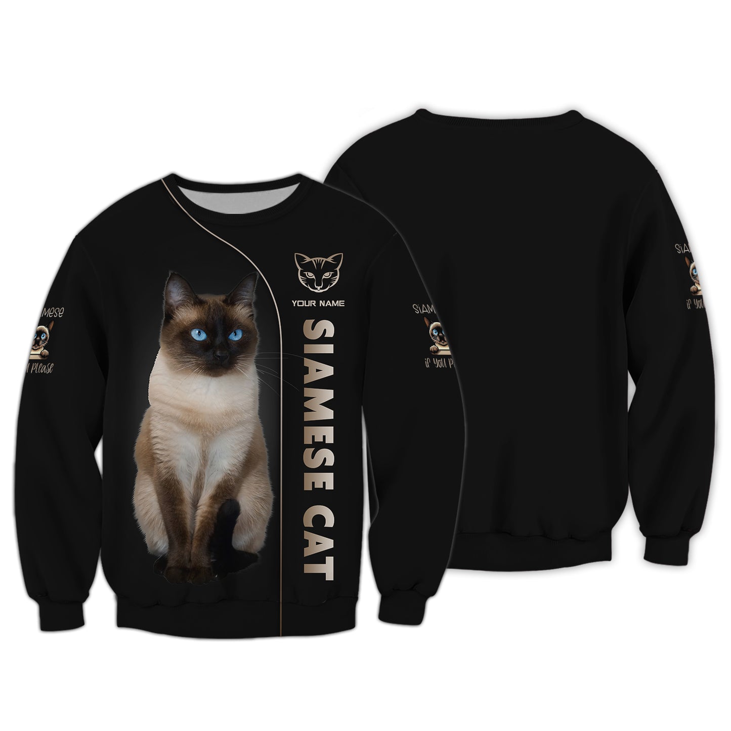 3D Full Print Siamese Cat T-Shirts Personalized Name Gift For Cat Lovers
