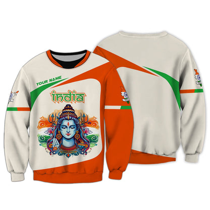 Camisetas personalizadas de la India Sudadera con capucha con cremallera 3D de Lord Shiva India Regalo para amantes de la India