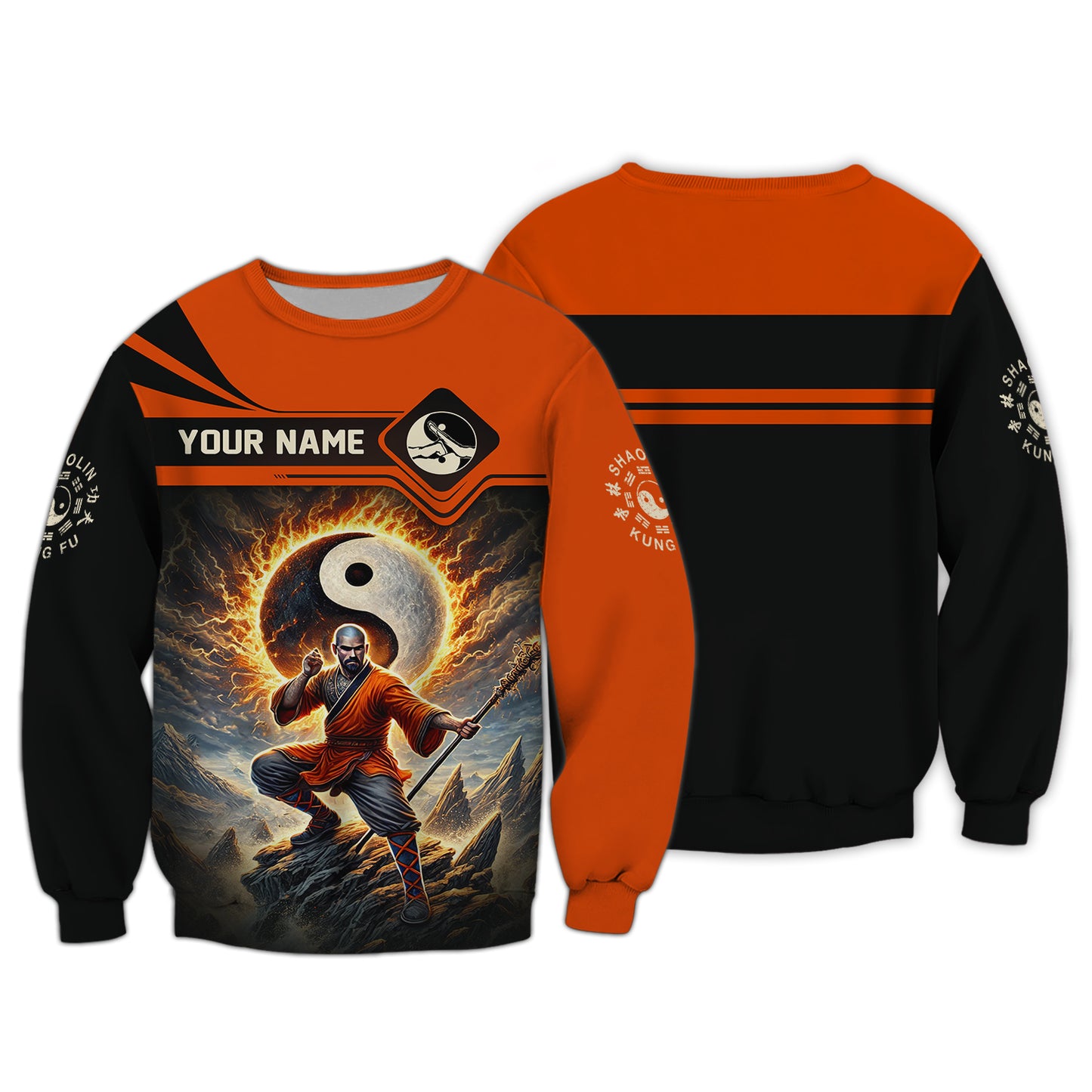 3D Full Print Shaolin Kung With Yin And Yang Symbol Shirt Personalized Name Gift For Shaolin Kungfu Lovers