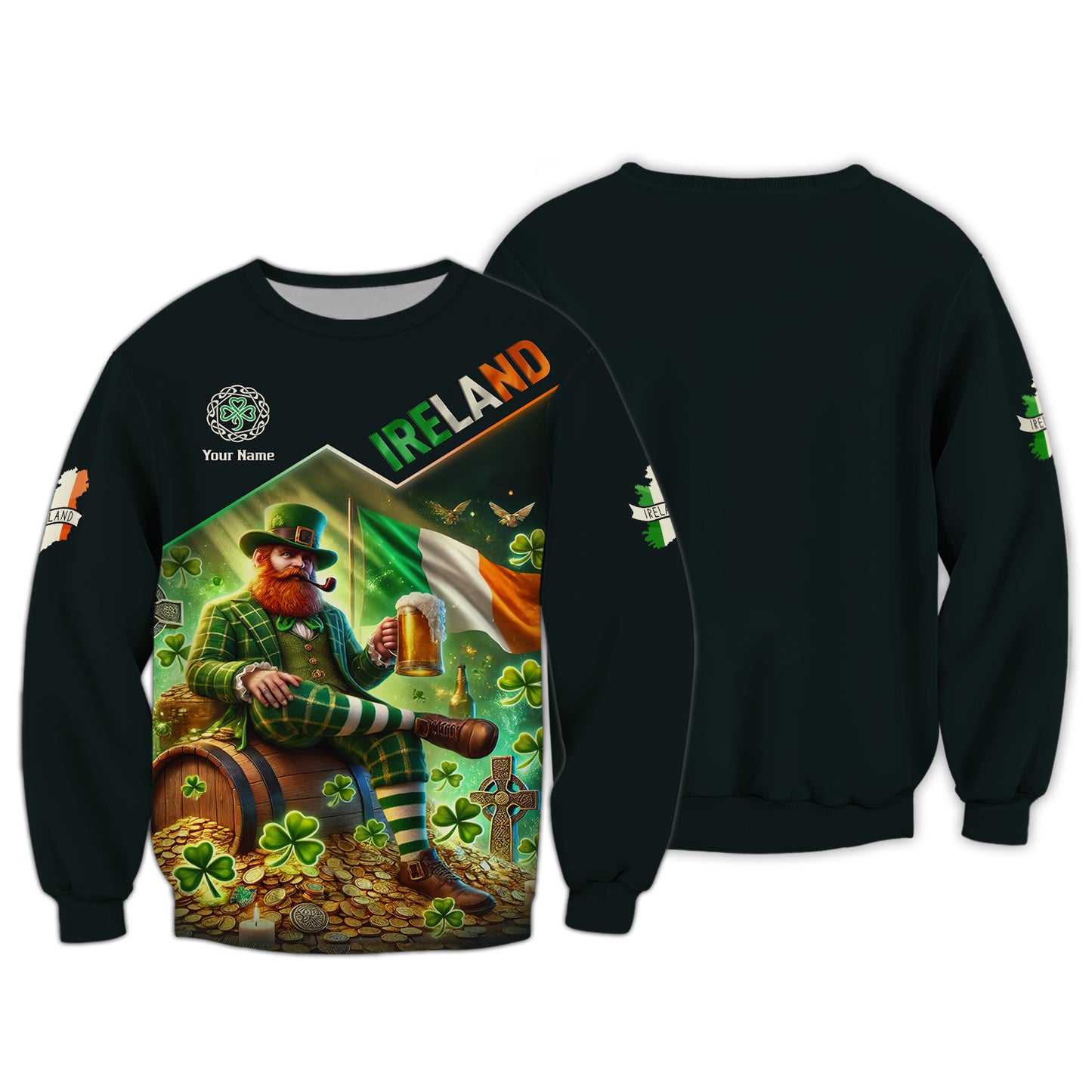 Camisetas de guerrero irlandés con impresión 3D completa, regalo con nombre personalizado para amantes de Irlanda