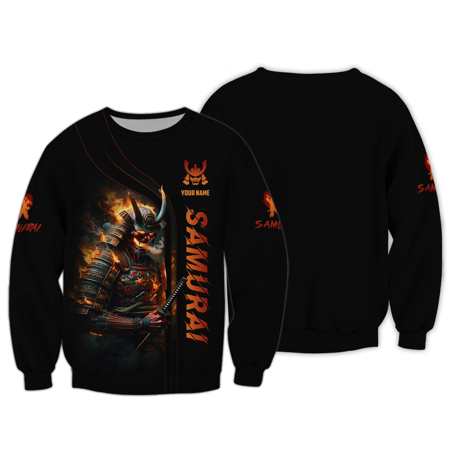 3D Full Print Samurai With Fire  Shirt Personalized Name Gift For Samurai Lovers