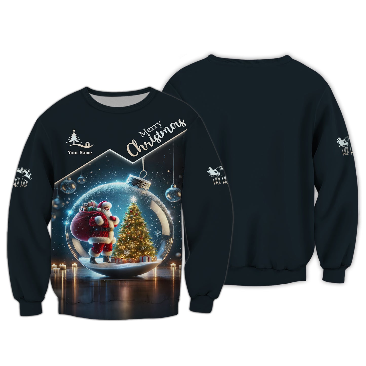 3D Full Print Santa Claus In Snow Globe T-Shirts Personalized Name Gift For Christmas Day