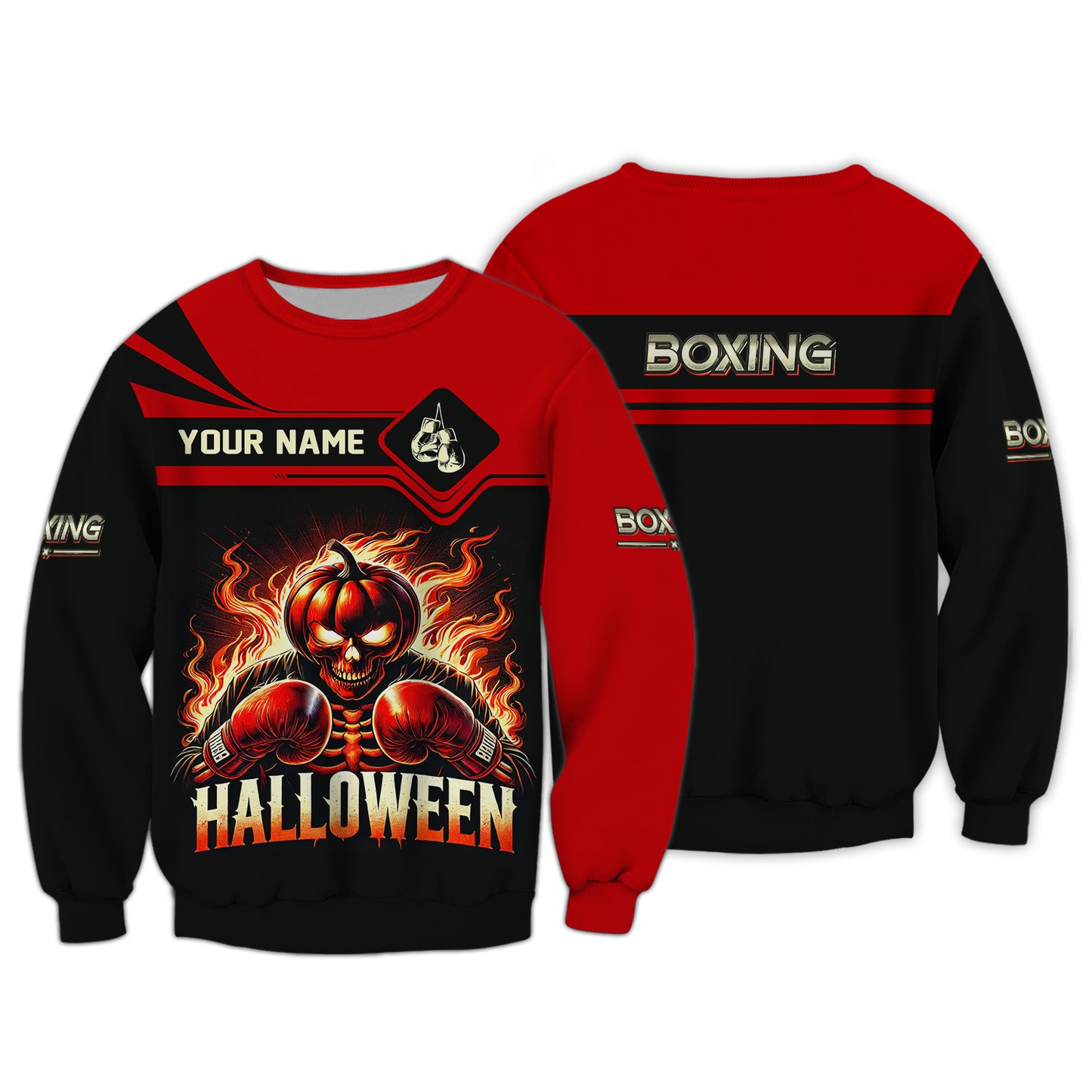 Camisetas personalizadas de Halloween, camiseta de boxeo de calabaza de Halloween en 3D, regalo para los amantes de Halloween